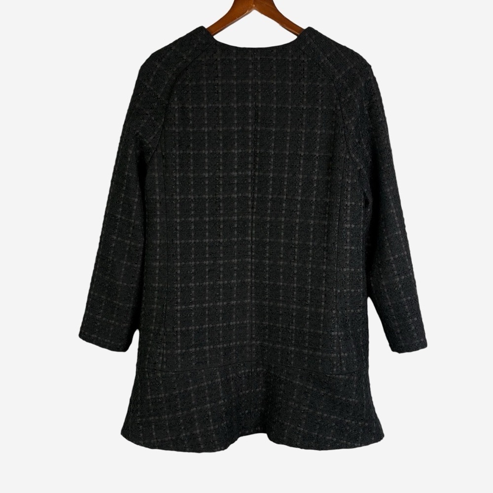 NWT Ann Taylor Black Windowpane Wool Blend Peplum Hem Coat • Size M • MSRP $169 - Picture 5 of 11